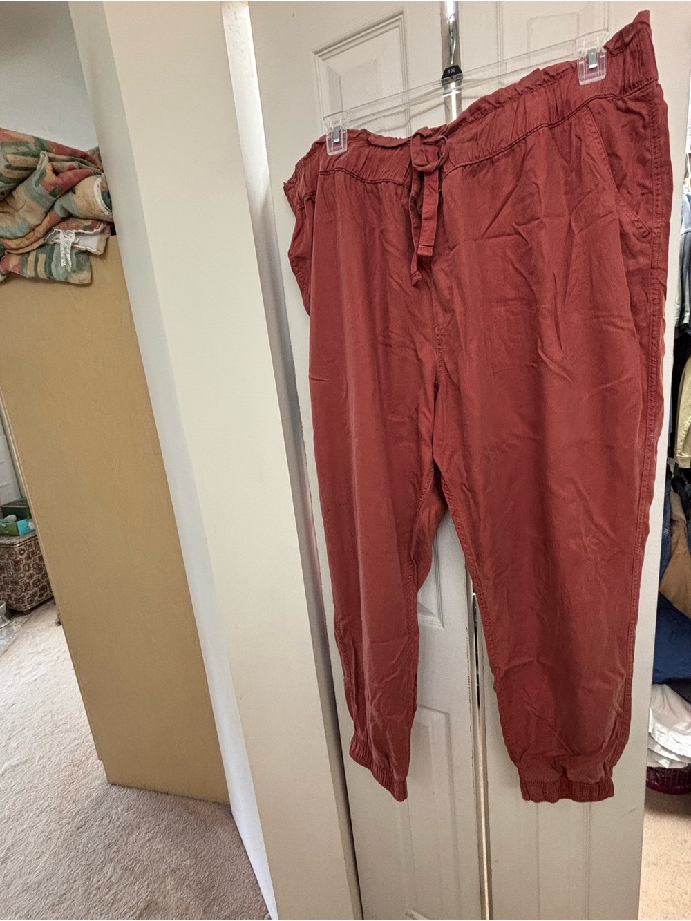 Rust Red Drawstring Jogger Pants womens